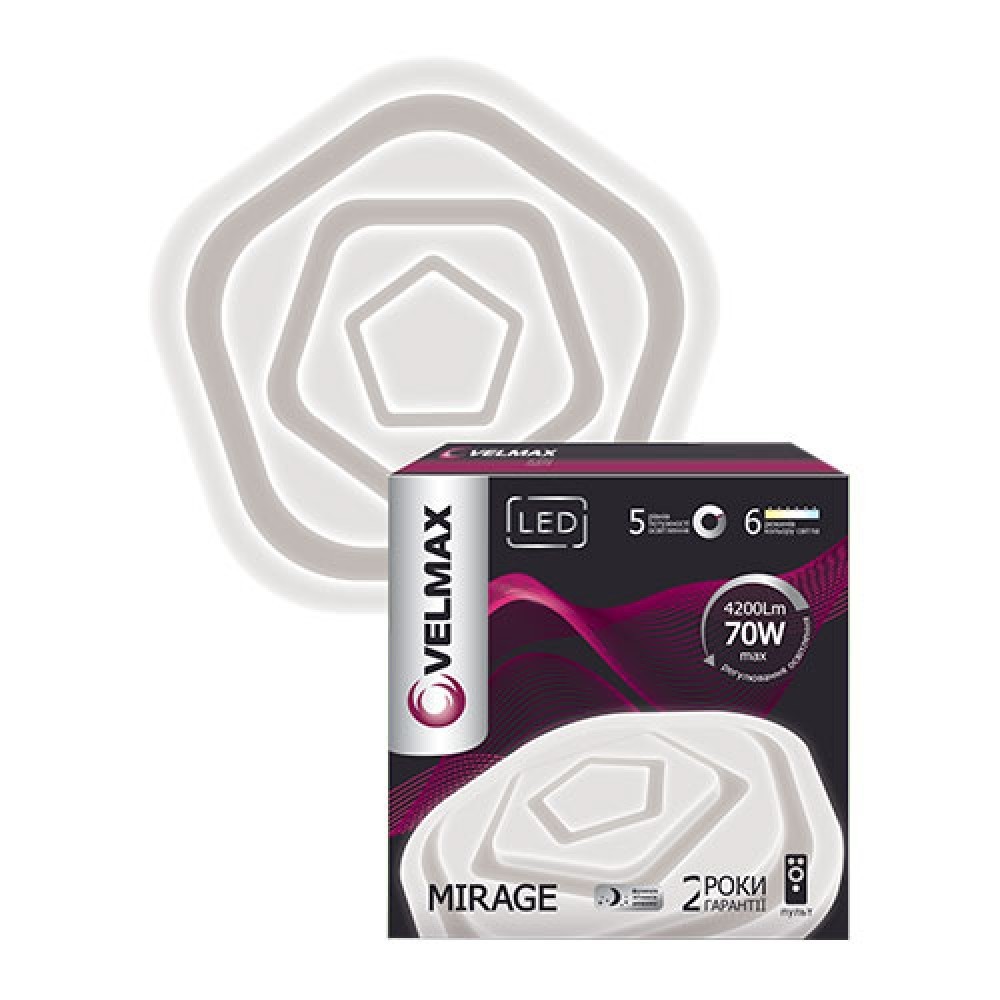 Светильник светодиодный Velmax V-CL-MIRAGE 70W 3000-6500K 4200Lm SMART с пультом ДУ
Светильник светодиодный Velmax V-CL-MIRAGE 70W 3000-6500K 4200Lm SMART с пультом ДУ