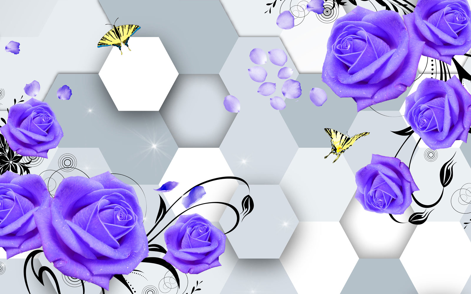 Фотообои Walldeco Фиолетовые розы и шестиугольники №40411 Мелкий песок с блестками
Фотообои Walldeco Фиолетовые розы и шестиугольники №40411 Мелкий песок с блестками