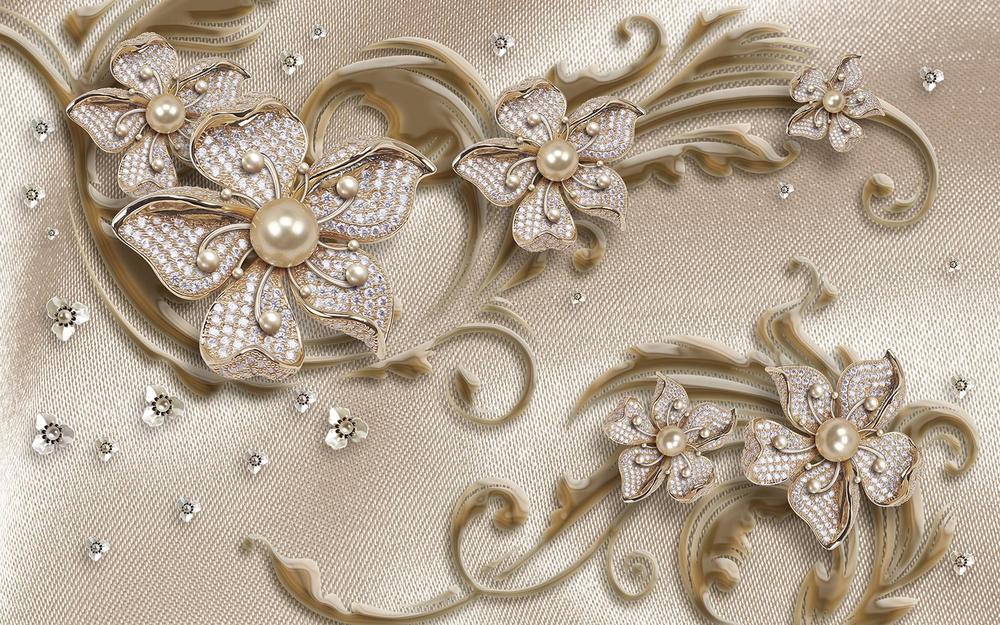 Фотообои Walldeco Цветы с жемчугом и вензелями №34375 Мелкий песок с блестками 
Фотообои Walldeco Цветы с жемчугом и вензелями №34375 Мелкий песок с блестками