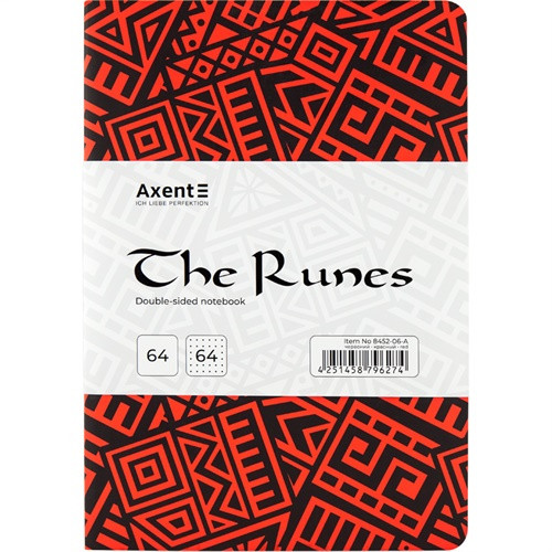 Блокнот двухсторонний The Runes. Формат А5 128 листов (64 в точку и 64 без линовки) бумага 80 г/м2. ЧервонийAxent
Блокнот двухсторонний The Runes. Формат А5 128 листов (64 в точку и 64 без линовки) бумага 80 г/м2. ЧервонийAxent
