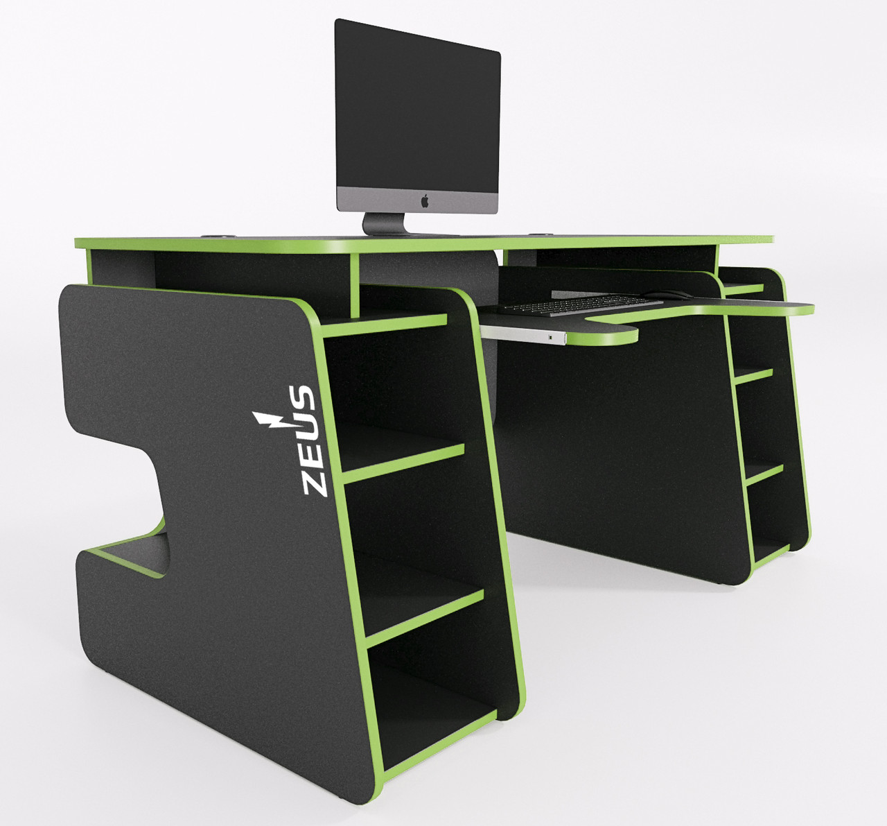 Геймерский игровой компьютерный стол ZEUS Galaktika с LED подсветкой черный/зеленый
Геймерский игровой компьютерный стол ZEUS Galaktika с LED подсветкой черный/зеленый