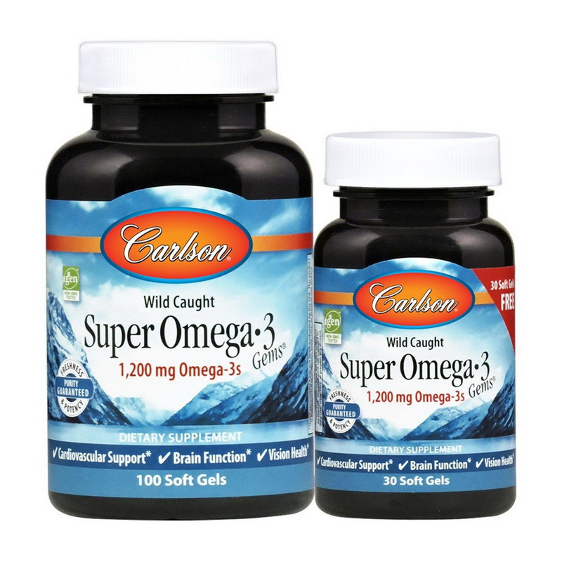 Супер Омега 3 рыбий жир Норвежский Carlson Labs Super Omega 3 EPA 600 | DHA 400 (100+30 soft gels)
Супер Омега 3 рыбий жир Норвежский Carlson Labs Super Omega 3 EPA 600 | DHA 400 (100+30 soft gels)
