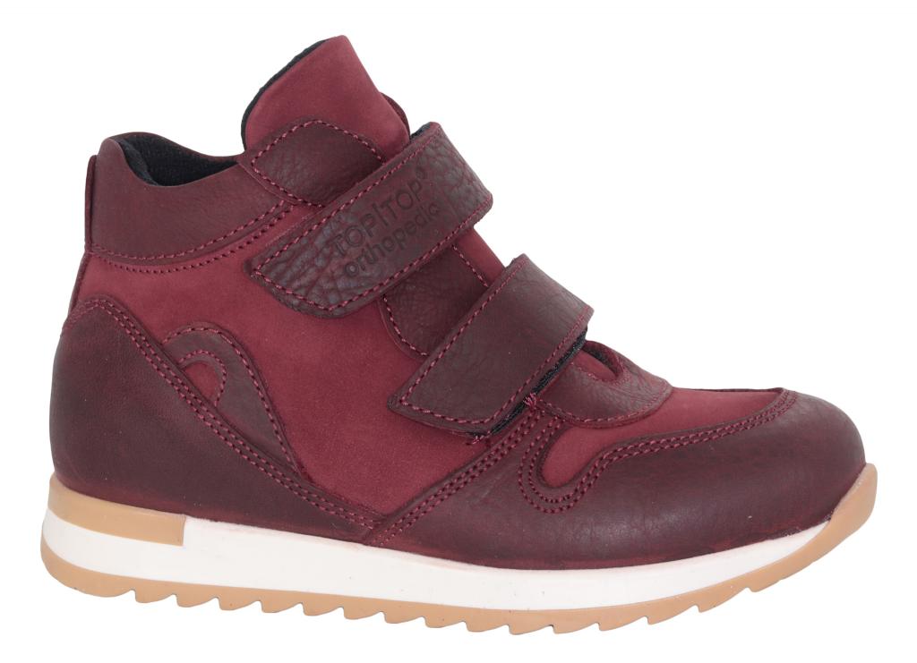 Ботинки осенние TOPITOP 2403 для девочек бордовые, колорадо+нубук. Размер 28