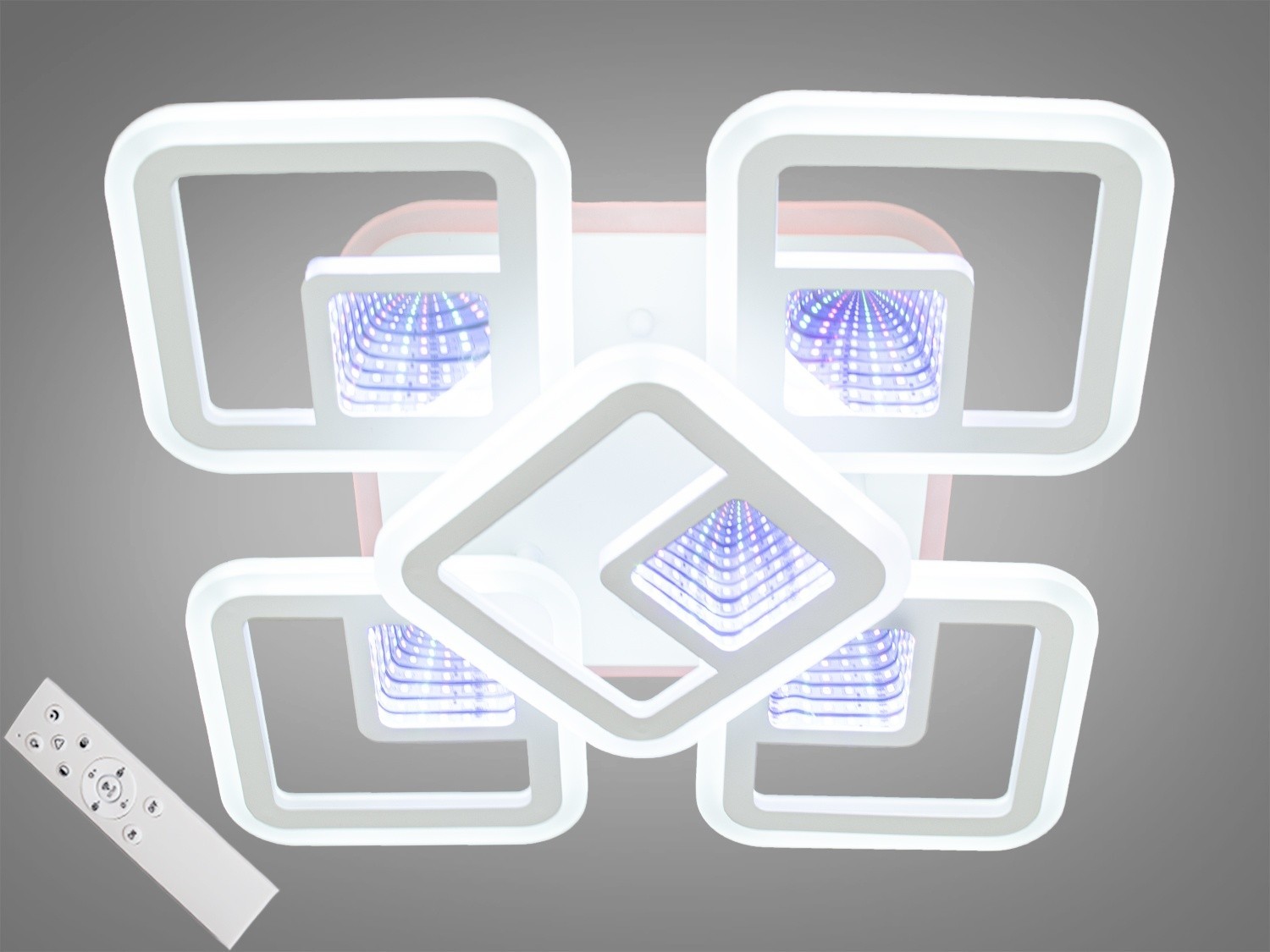 Потолочная LED люстра AlexMosh с диммером и лед подсветкой 3х цветов и 3д эффектом 95W цвет белый (18880)
Потолочная LED люстра AlexMosh с диммером и лед подсветкой 3х цветов и 3д эффектом 95W цвет белый (18880)