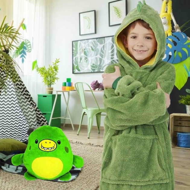 Мягкая игрушка Детский плед с капюшоном и рукавами - толстовка Huggle Pets Hoodie Зеленый дракон размер М
Мягкая игрушка Детский плед с капюшоном и рукавами - толстовка Huggle Pets Hoodie Зеленый дракон размер М