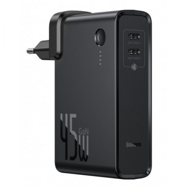Мережевий зарядний пристрій Baseus Power Station(GaN)2 in1 Q. C. Power bank + Charger C+C 10000mAh 45W Black
Мережевий зарядний пристрій Baseus Power Station(GaN)2 in1 Q. C. Power bank + Charger C+C 10000mAh 45W Black