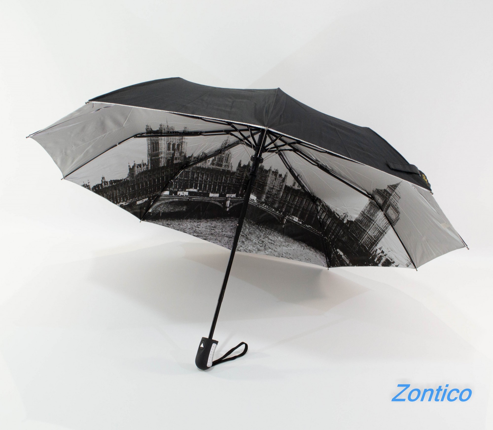 Складной зонт Bellissimo полуавтомат с узором изнутри на 10 спиц 18313/11 
Складной зонт Bellissimo полуавтомат с узором изнутри на 10 спиц 18313/11