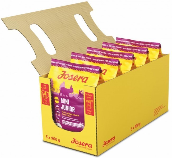 Упаковка сухого корма Josera Dog Mini Junior для щенков малых пород с уткой и рисом 5 шт по 900 г
Упаковка сухого корма Josera Dog Mini Junior для щенков малых пород с уткой и рисом 5 шт по 900 г