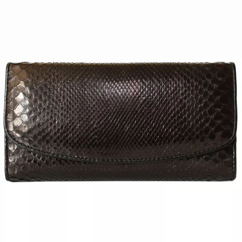 Женский кошелек из натуральной кожи питона, цвет черный PT 52 Black 
Женский кошелек из натуральной кожи питона, цвет черный PT 52 Black