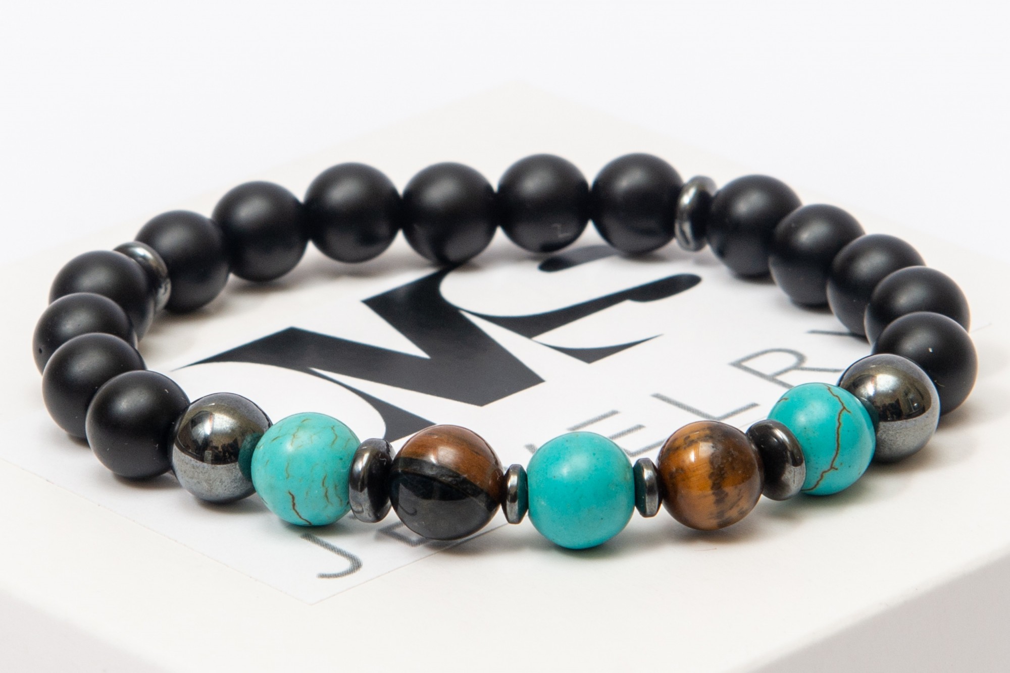 Браслет DMS Jewelry мужской и женский из натуральных камней Ø 8мм: шунгит, гематит (синт), бирюза (синт), тигровый глаз DYNAMIC BRACELET
Браслет DMS Jewelry мужской и женский из натуральных камней Ø 8мм: шунгит, гематит (синт), бирюза (синт), тигровый глаз DYNAMIC BRACELET