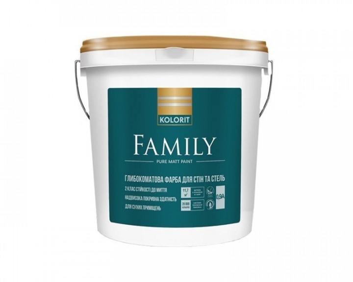 Краска Kolorit Family ( Колорит Фемили ) 2.7 л акриловая, соершенно матовая, для стен и потолков, внутри зданий
Краска Kolorit Family ( Колорит Фемили ) 2.7 л акриловая, соершенно матовая, для стен и потолков, внутри зданий