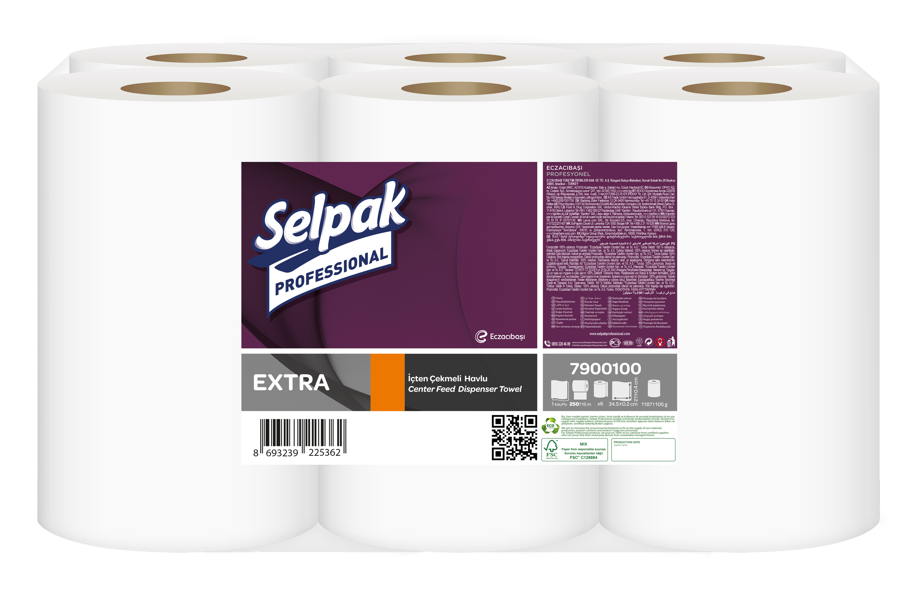 Бумажные полотенца Selpak Professional Extra для диспенсеров с центральным вытяжением однослойные 250 м 6 рулонов
Бумажные полотенца Selpak Professional Extra для диспенсеров с центральным вытяжением однослойные 250 м 6 рулонов