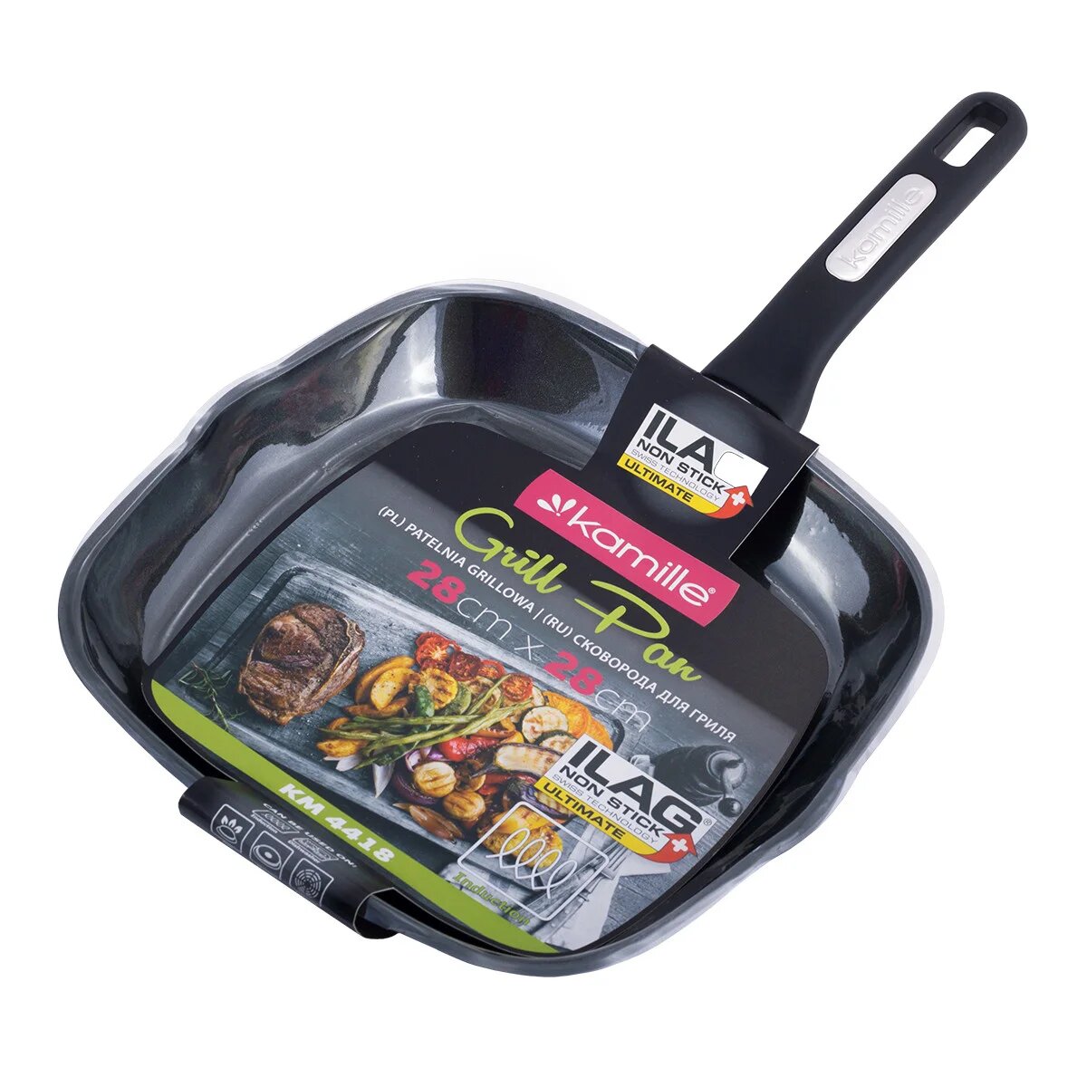 Сковорода-гриль со сверхпрочным антипригарным покрытием ILAG, 28*28*4см
Сковорода-гриль со сверхпрочным антипригарным покрытием ILAG, 28*28*4см