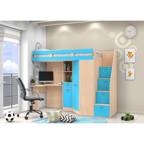 Кровать-чердак с рабочей зоной KidsBunkBed K-010 венге светлый венге темный 842 × 1809 × 2384 мм
Кровать-чердак с рабочей зоной KidsBunkBed K-010 венге светлый венге темный 842 × 1809 × 2384 мм