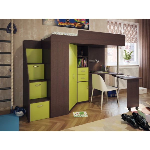 Кровать-чердак с рабочей зоной KidsBunkBed K-0211 венге апельсин 2468 х1730х874 мм
Кровать-чердак с рабочей зоной KidsBunkBed K-0211 венге апельсин 2468 х1730х874 мм