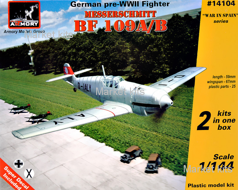Немецкий истребитель Messerschmitt Bf 109A/B, 2МВ, 2 шт. 1:144 Armory (AR-14104)
Немецкий истребитель Messerschmitt Bf 109A/B, 2МВ, 2 шт. 1:144 Armory (AR-14104)
