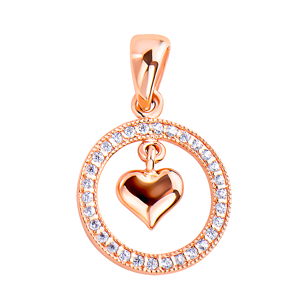 Золотая подвеска в красном цвете с подвесным сердечком в круге с фианитами 000117416 
Золотая подвеска в красном цвете с подвесным сердечком в круге с фианитами 000117416