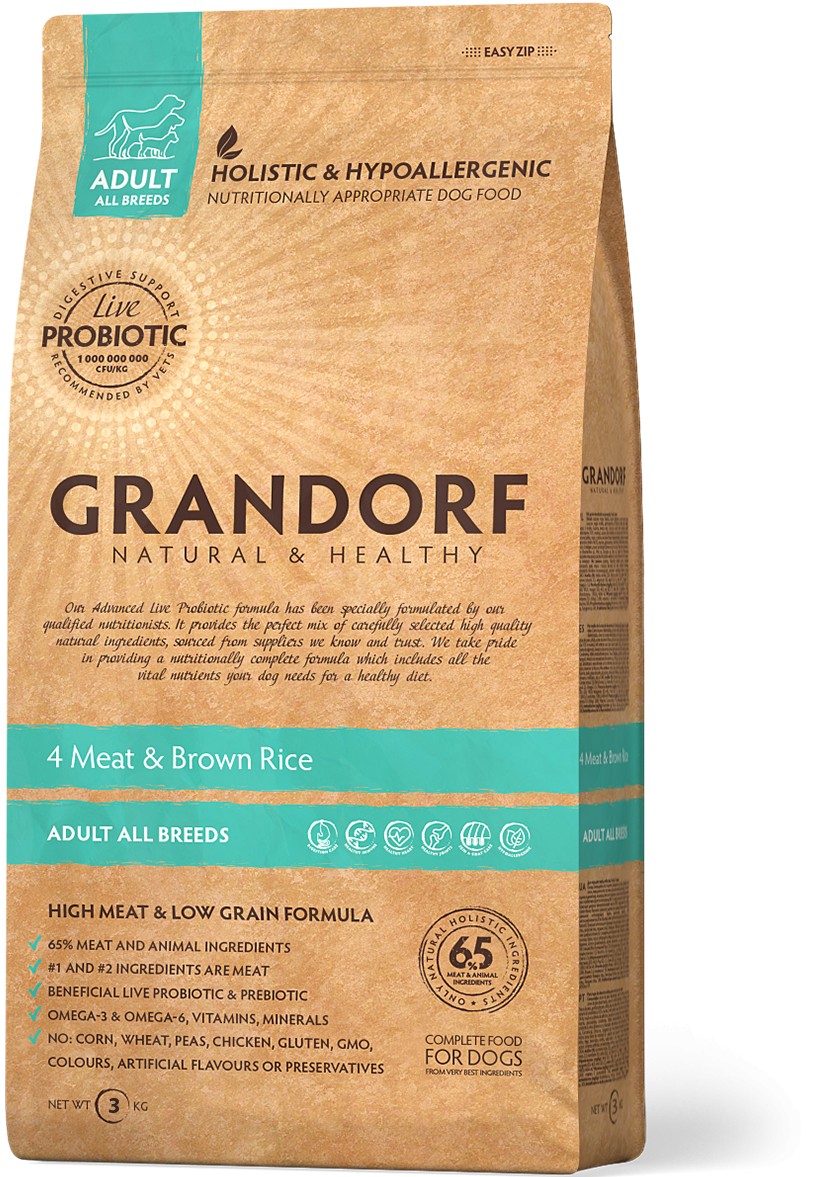 Сухой корм для собак всех пород Grandorf 4 Meat & Brown Rice Adult All Breeds 3 кг
Сухой корм для собак всех пород Grandorf 4 Meat & Brown Rice Adult All Breeds 3 кг