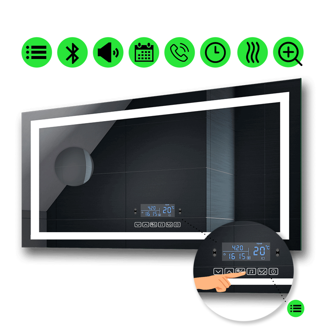 LED-зеркало 100x70см, с Smart-блоком, линзой без подсветки и подогревом, модель Karnet (karnetg152)
LED-зеркало 100x70см, с Smart-блоком, линзой без подсветки и подогревом, модель Karnet (karnetg152)