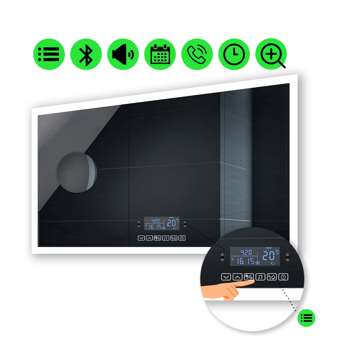 LED-зеркало 120x100см, с Smart-блоком и линзой без подсветки, модель Simphony (Simphonyg241)
LED-зеркало 120x100см, с Smart-блоком и линзой без подсветки, модель Simphony (Simphonyg241)