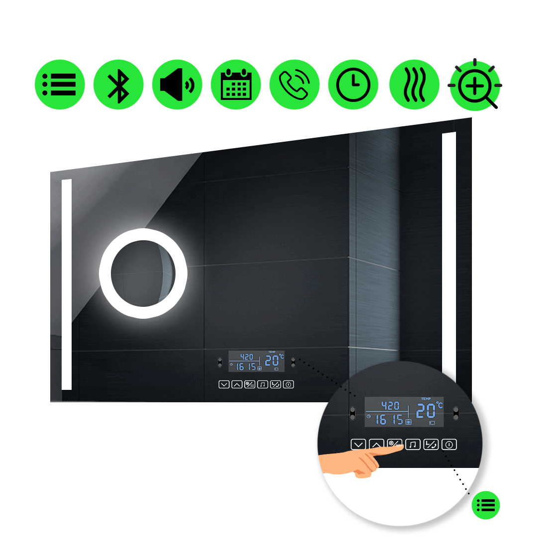 LED-зеркало 120x80см, с Smart-блоком, линзой с подсветкой и подогревом, модель Adelita (Adelitag217)
LED-зеркало 120x80см, с Smart-блоком, линзой с подсветкой и подогревом, модель Adelita (Adelitag217)