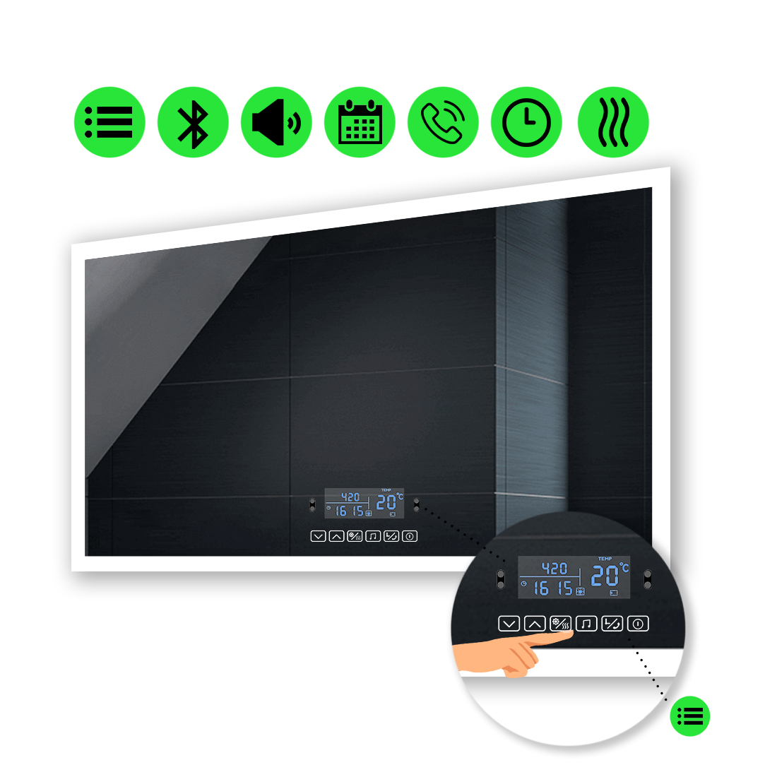 LED-зеркало 120x80см, с Smart-блоком и подогревом, модель Simphony (Simphonyg215)
LED-зеркало 120x80см, с Smart-блоком и подогревом, модель Simphony (Simphonyg215)