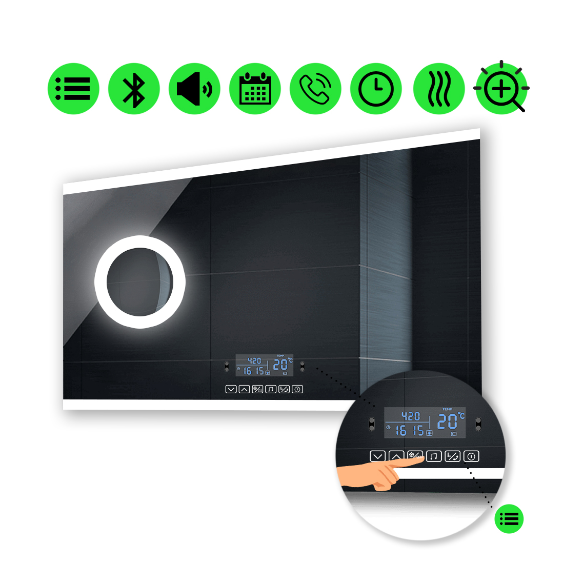LED-зеркало 120x80см, с Smart-блоком, линзой с подсветкой и подогревом, модель Ines (Inesg217)
LED-зеркало 120x80см, с Smart-блоком, линзой с подсветкой и подогревом, модель Ines (Inesg217)