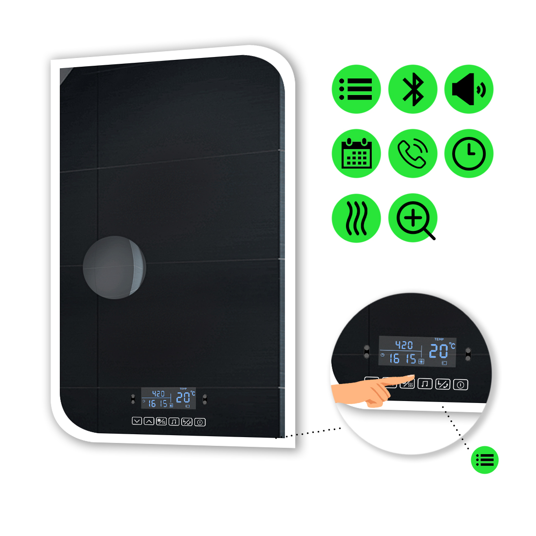 LED-зеркало 80x90см, с Smart-блоком, линзой без подсветки и подогревом, модель Kruka (Kruka108)
LED-зеркало 80x90см, с Smart-блоком, линзой без подсветки и подогревом, модель Kruka (Kruka108)