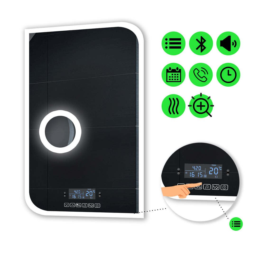 LED-зеркало 60x90см, с Smart-блоком, линзой с подсветкой и подогревом, модель Kruka (Kruka85)
LED-зеркало 60x90см, с Smart-блоком, линзой с подсветкой и подогревом, модель Kruka (Kruka85)