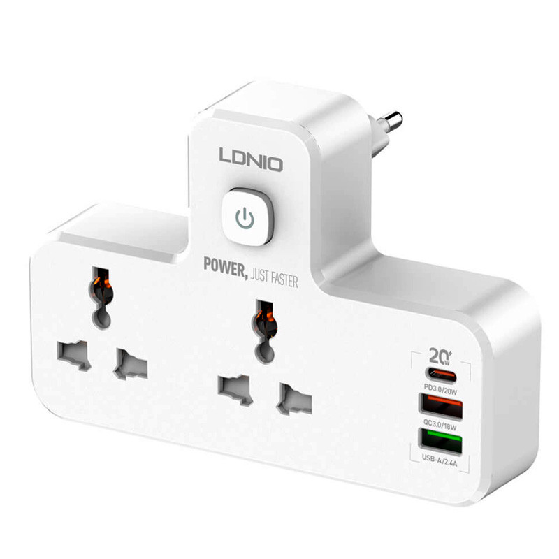Cетевой адаптер (зарядное устройство) Ldnio SC2311 (2 розетки, 2USB, 1Type-C, QC, PD, 3A, 20W) White
Cетевой адаптер (зарядное устройство) Ldnio SC2311 (2 розетки, 2USB, 1Type-C, QC, PD, 3A, 20W) White
