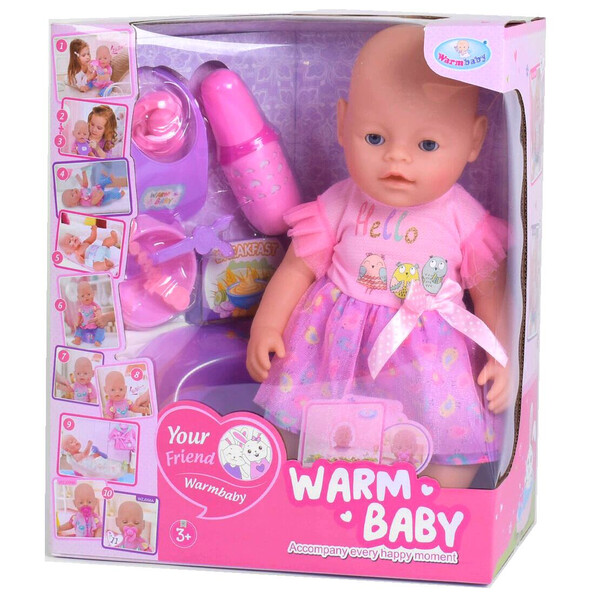 Пупс Warm Baby 40 см 10 функций интерактивный большой с горшком и аксессуарами в платье Розовый (7742639)
Пупс Warm Baby 40 см 10 функций интерактивный большой с горшком и аксессуарами в платье Розовый (7742639)