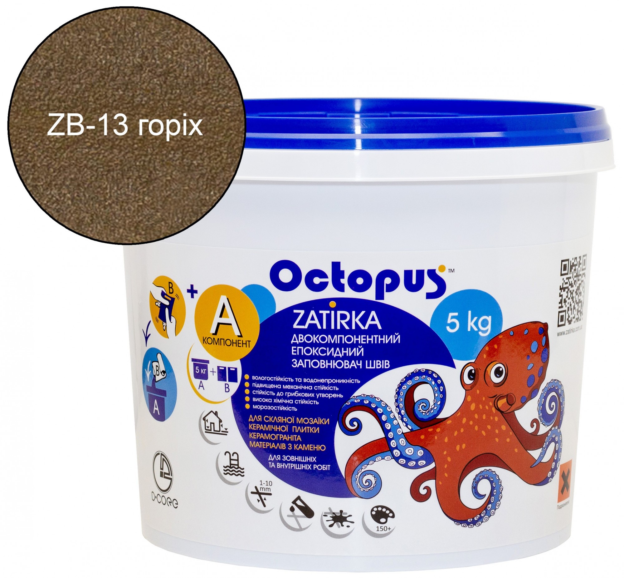 Двухкомпонентный эпоксидный заполнитель швов "ZATIRKA", ТМ "OCTOPUS", цвет орех 5 кг.
Двухкомпонентный эпоксидный заполнитель швов "ZATIRKA", ТМ "OCTOPUS", цвет орех 5 кг.