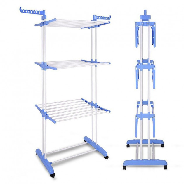 Сушилка для белья и одежды Garment Rack With Wheels напольная раскладная 3 яруса Синий с белым
Сушилка для белья и одежды Garment Rack With Wheels напольная раскладная 3 яруса Синий с белым