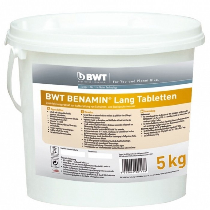 BWT BENAMIN LANG ХЛОРНЫЕ Таблетки 5 КГ. Медленно растворимые таблетки для дезинфекции воды в бассейне
BWT BENAMIN LANG ХЛОРНЫЕ Таблетки 5 КГ. Медленно растворимые таблетки для дезинфекции воды в бассейне
