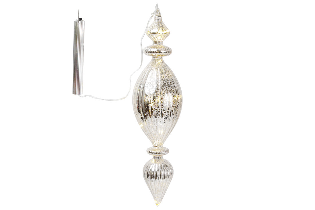 Елочное украшение из стекла с LED-подсветкой 35см на батарейках (2хААА) серебро антик BonaDi 118-311
Елочное украшение из стекла с LED-подсветкой 35см на батарейках (2хААА) серебро антик BonaDi 118-311