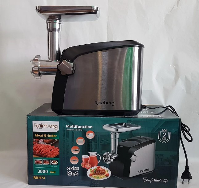 Мясорубка электрическая Rainberg RB-673 с реверсом соковыжималка + шинковка 3000W Черный с серебристым
Мясорубка электрическая Rainberg RB-673 с реверсом соковыжималка + шинковка 3000W Черный с серебристым