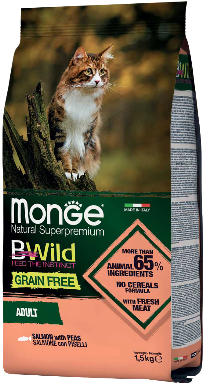 Сухой корм для котов Monge Cat Bwild GR.FREE со вкусом лосося 1.5 кг
Сухой корм для котов Monge Cat Bwild GR.FREE со вкусом лосося 1.5 кг