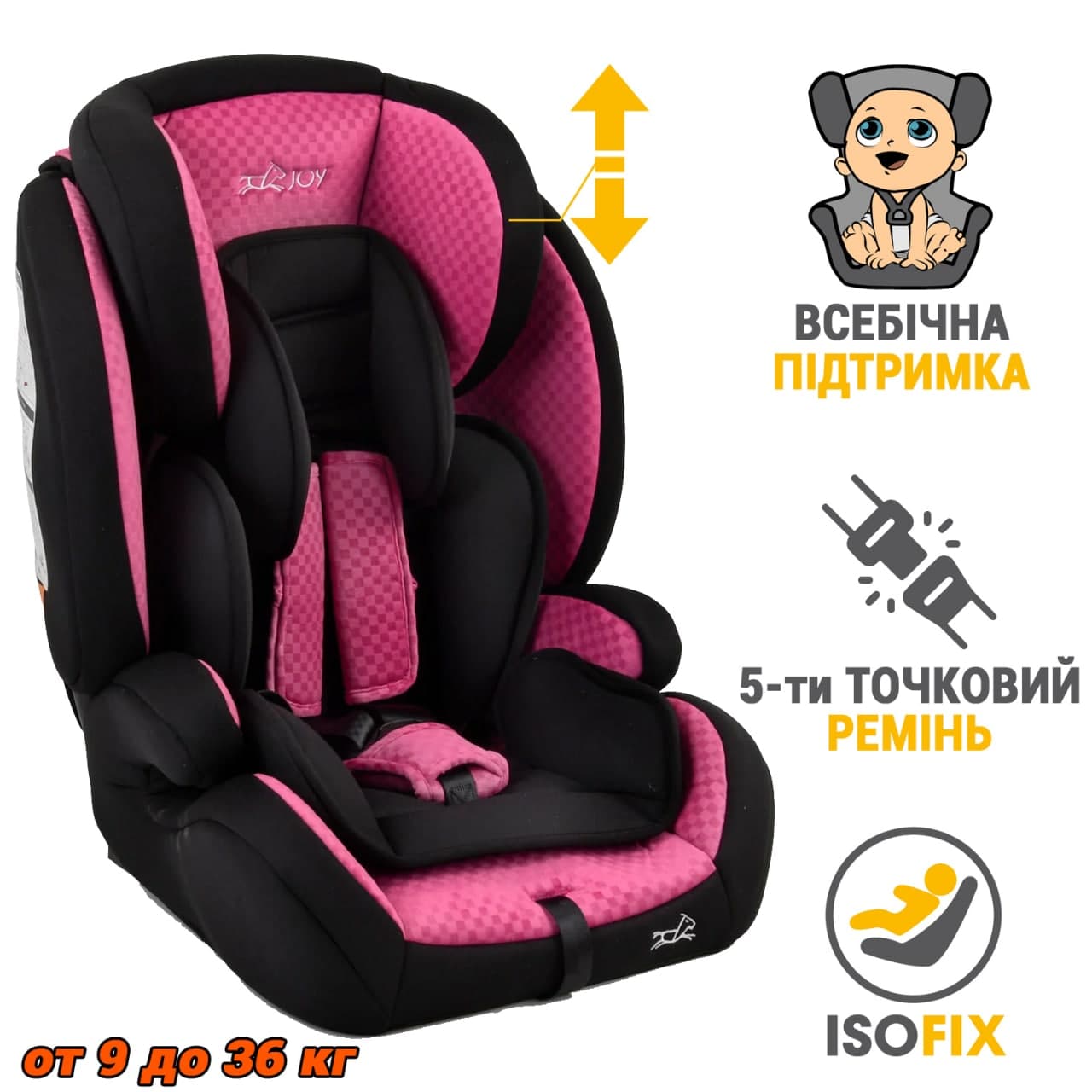 Детское автокресло JOY От 9-ти месяцев до 12-ти лет с системой ISOFIX, - универсальное улучшенное кресло для ребенка с фиксацией безопасности, быстросъемным чехлом - от 9 до 36 кг Чёрный с розовым
Детское автокресло JOY От 9-ти месяцев до 12-ти лет с системой ISOFIX, - универсальное улучшенное кресло для ребенка с фиксацией безопасности, быстросъемным чехлом - от 9 до 36 кг Чёрный с розовым