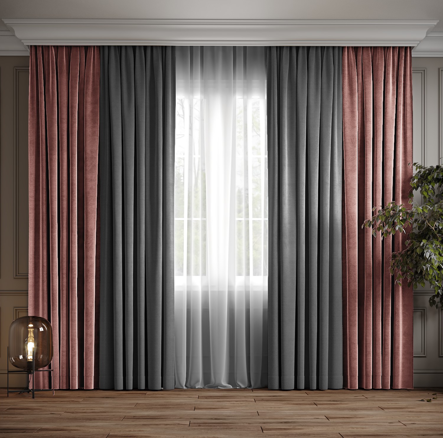 Комплект двухцветные шторы Ann-Tailor микровелюр Сухая роза с серым 300x270 см 2 шт (213-372)
Комплект двухцветные шторы Ann-Tailor микровелюр Сухая роза с серым 300x270 см 2 шт (213-372)