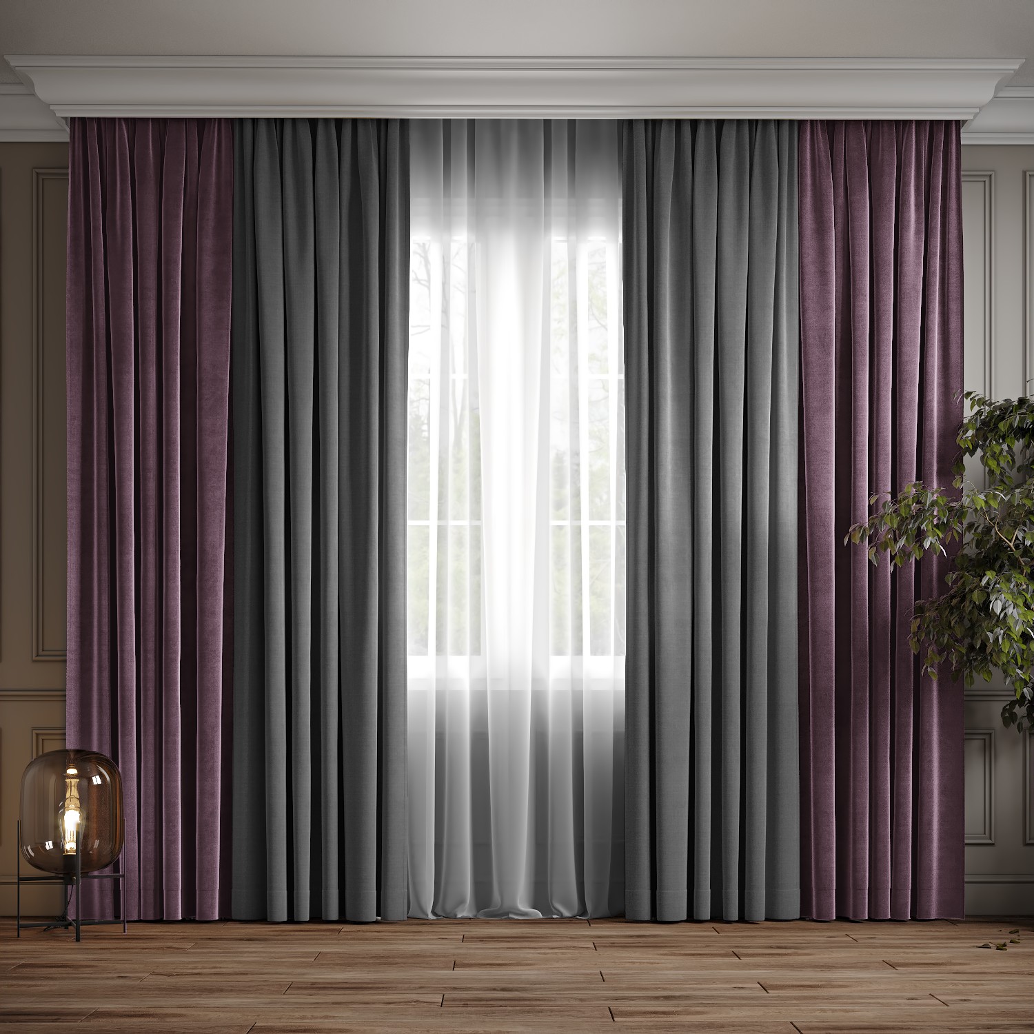 Комплект двухцветные шторы Ann-Tailor микровелюр Сиреневый с серым 150x270 см 2 шт (110-372)
Комплект двухцветные шторы Ann-Tailor микровелюр Сиреневый с серым 150x270 см 2 шт (110-372)