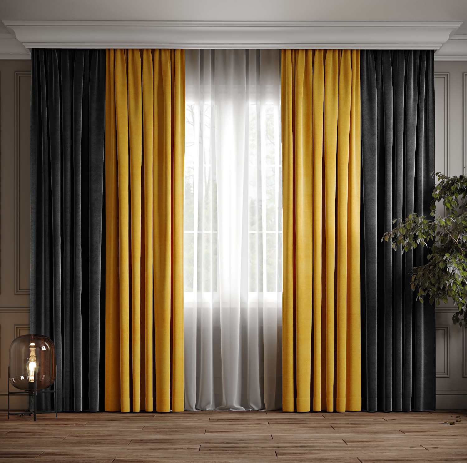 Комплект двухцветные шторы Ann-Tailor микровелюр Темно-серый с желтым 150x270 см 2 шт (340-344)
Комплект двухцветные шторы Ann-Tailor микровелюр Темно-серый с желтым 150x270 см 2 шт (340-344)
