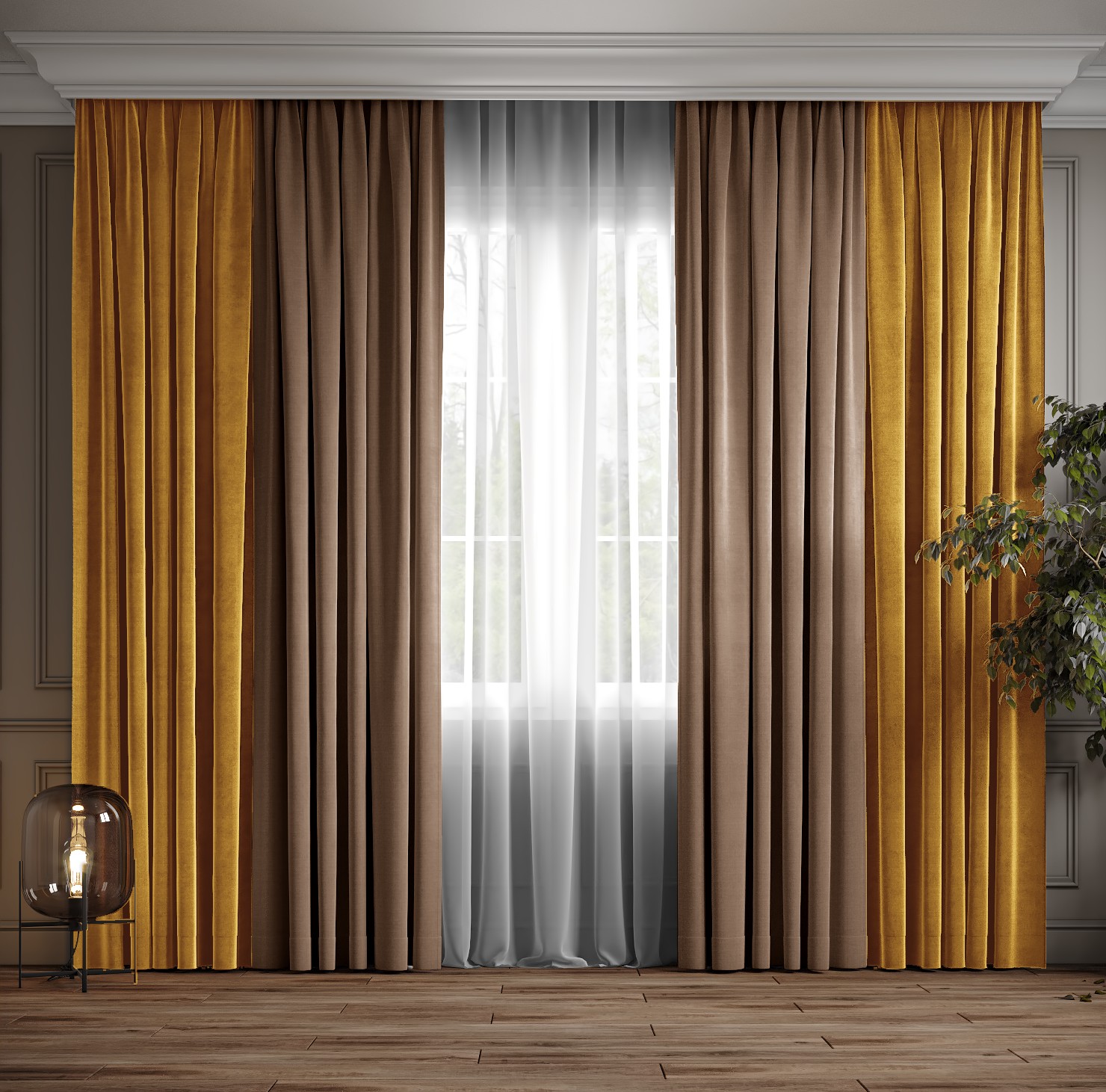 Комплект двухцветные шторы Ann-Tailor микровелюр Желтый и беж темный 250x270 см 2 шт (344-200)
Комплект двухцветные шторы Ann-Tailor микровелюр Желтый и беж темный 250x270 см 2 шт (344-200)