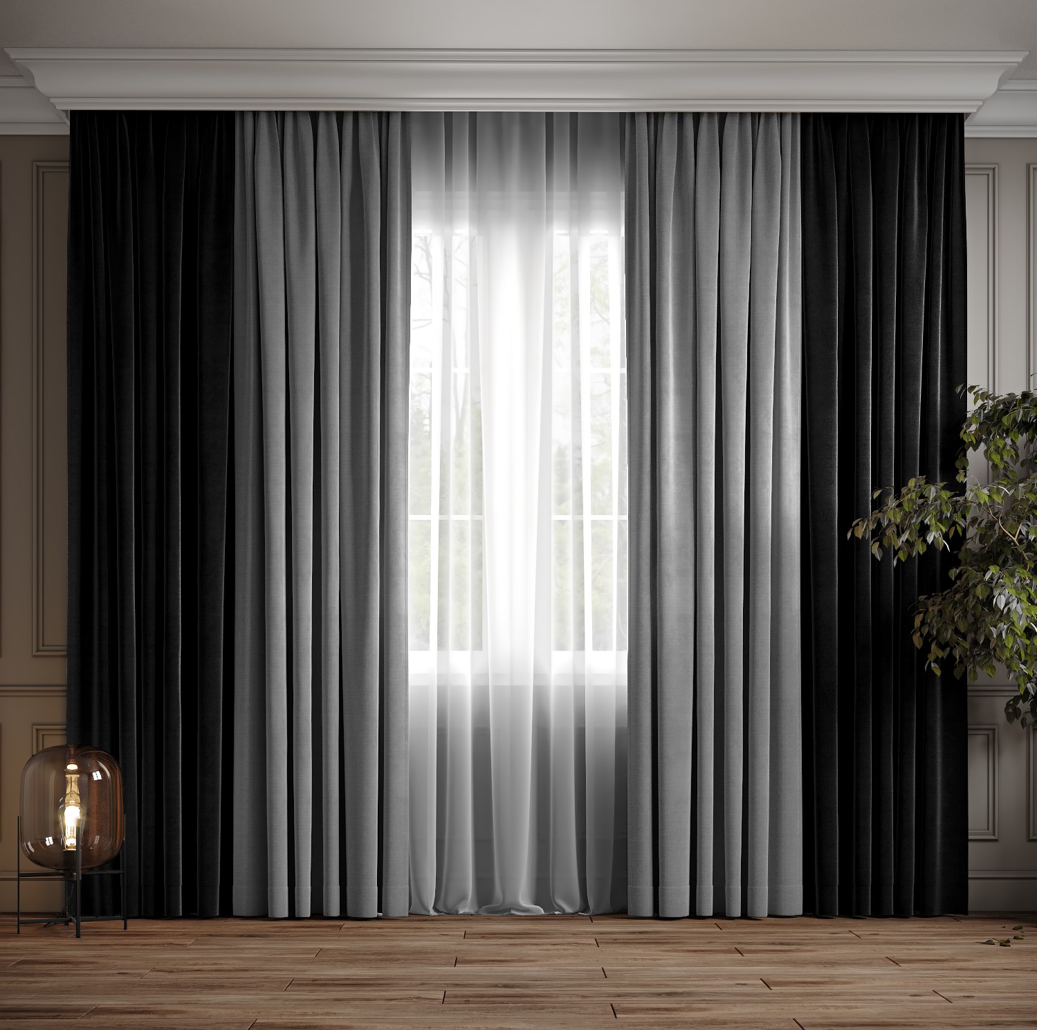 Комплект двухцветные шторы Ann-Tailor микровелюр Черный с светло-серым 250x270 см 2 шт (194-371)
Комплект двухцветные шторы Ann-Tailor микровелюр Черный с светло-серым 250x270 см 2 шт (194-371)