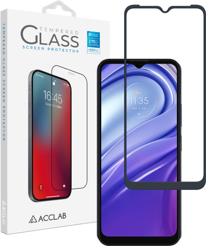 Защитное стекло ACCLAB Full Glue для Motorola Moto G20 Black