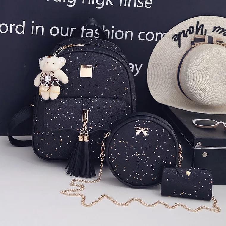 Оригинальный женский набор рюкзак + сумочка + визитница Эко-кожа BLACK sequins с брелком
Оригинальный женский набор рюкзак + сумочка + визитница Эко-кожа BLACK sequins с брелком