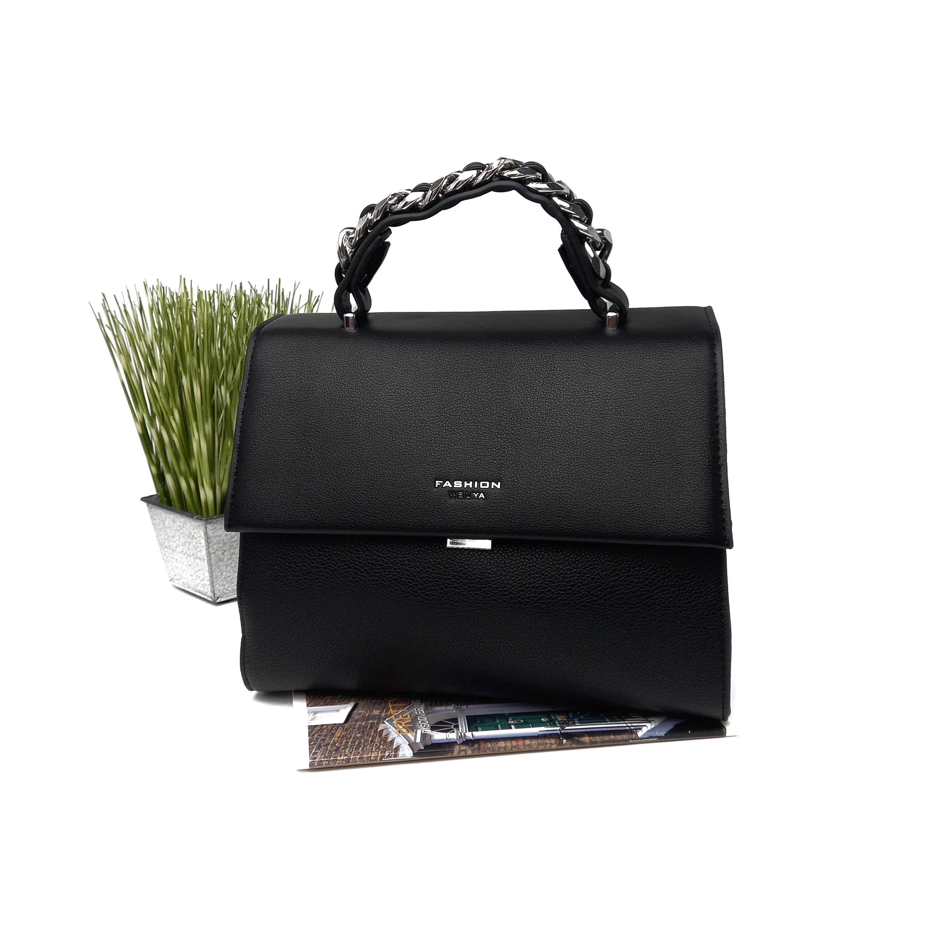 Черная женская сумка с ручками Weiliya черная V-60803 black 
Черная женская сумка с ручками Weiliya черная V-60803 black