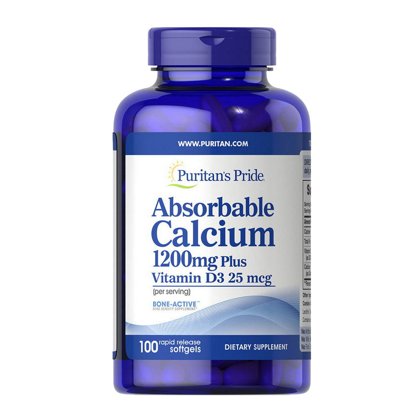 Витамины и минералы Puritans Pride Absorbable Calcium 1200 мг Plus vitamin D3 25 мкг 100 гель. капсул (445012)
Витамины и минералы Puritans Pride Absorbable Calcium 1200 мг Plus vitamin D3 25 мкг 100 гель. капсул (445012)