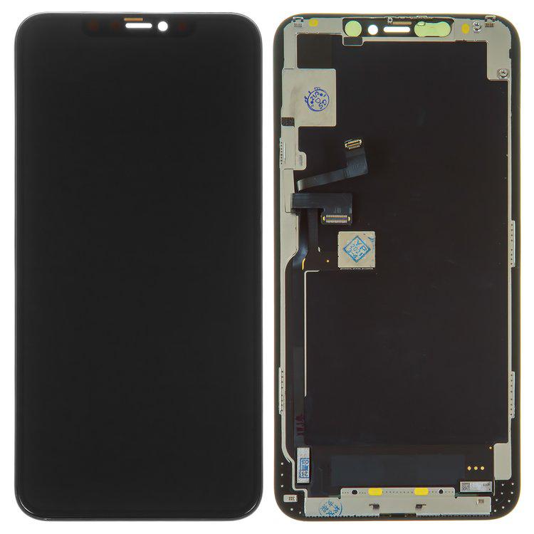 Дисплей для iPhone 11 Pro Max, чорний, із сенсорним екраном, з рамкою, переклеєне скло
Дисплей для iPhone 11 Pro Max, чорний, із сенсорним екраном, з рамкою, переклеєне скло