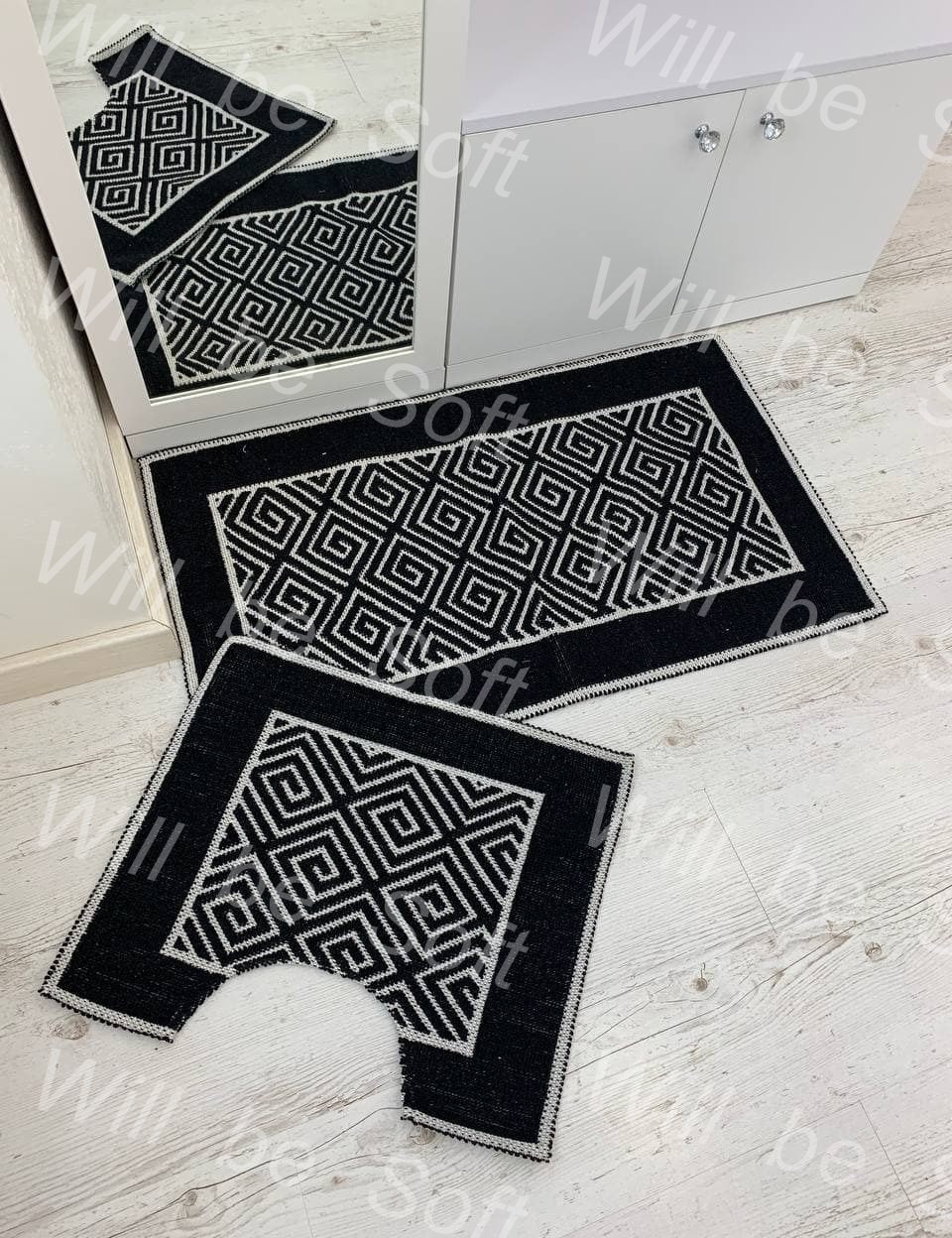 Комплект ковриков для ванной комнаты Lavanta Home Узоры 60х100 и 60х50 см Бело Черный 832
Комплект ковриков для ванной комнаты Lavanta Home Узоры 60х100 и 60х50 см Бело Черный 832