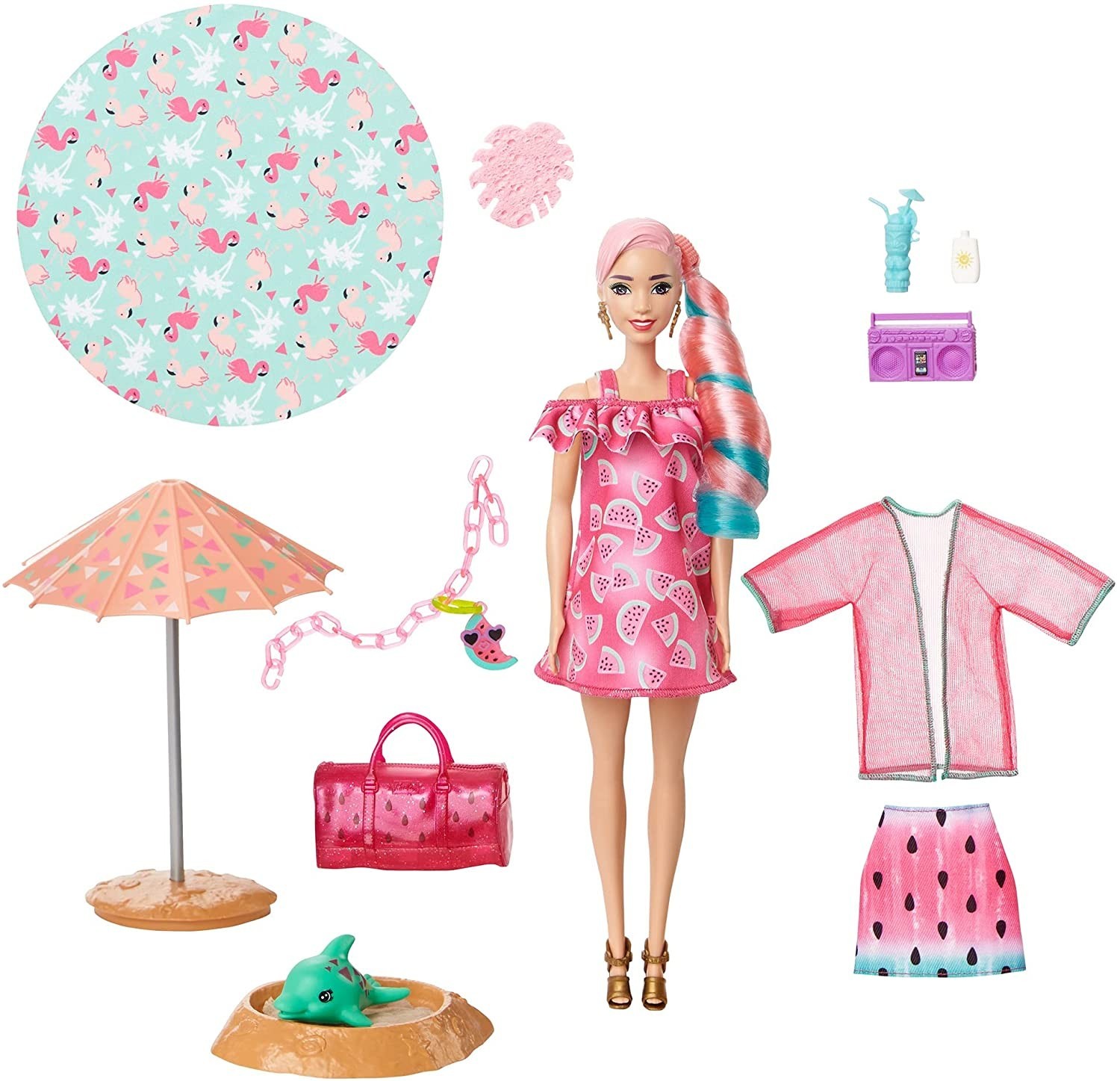 Кукла Barbie Color Reveal серия Summer Holiday ароматный сюрприз арбуз 25 сюрпризов
Кукла Barbie Color Reveal серия Summer Holiday ароматный сюрприз арбуз 25 сюрпризов
